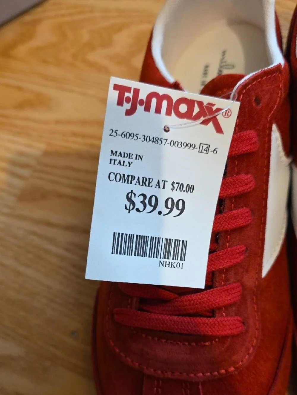Mila Paoli Red Leather Athletic Sneakers